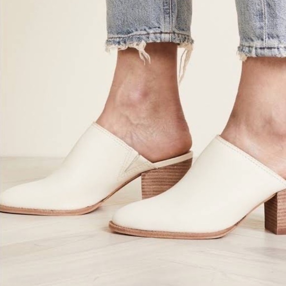 Madewell Shoes - Madewell Harper Heeled Mule Leather White Size 7.5